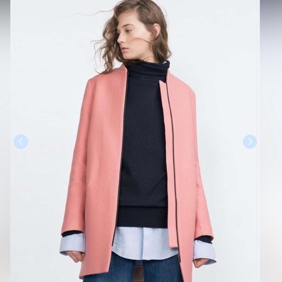 Zara Jackets & Blazers - ZARA Pink Wool Coat jacket size XS